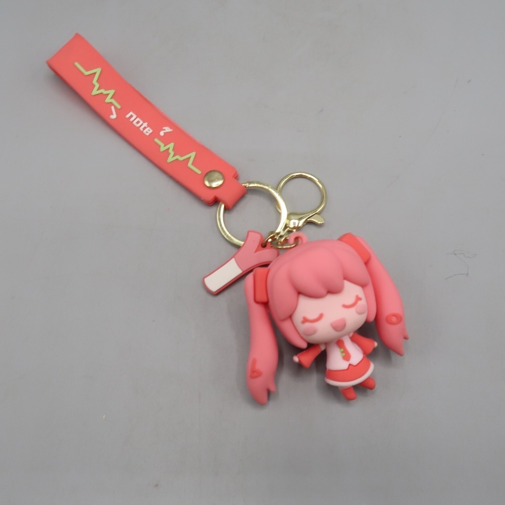 Pink Hatsune‎ Miku figure Keychain Bag Clip Anime